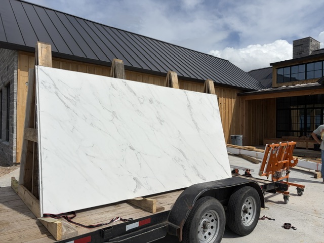 101 Alpine Street master bathroom large format tile installation